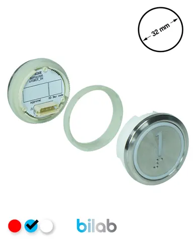 KM863050G065H001 KDS STD BUTON, MAVİ, YUVARLAK, SOMUNLU, SBS.1 – KONE uyumlu