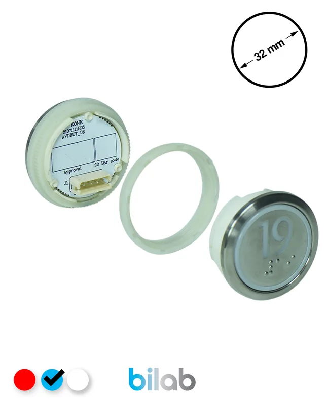 KONE KM863050G065H019 KDS STD BUTON, MAVİ, YUVARLAK, SOMUNLU, SBS.19