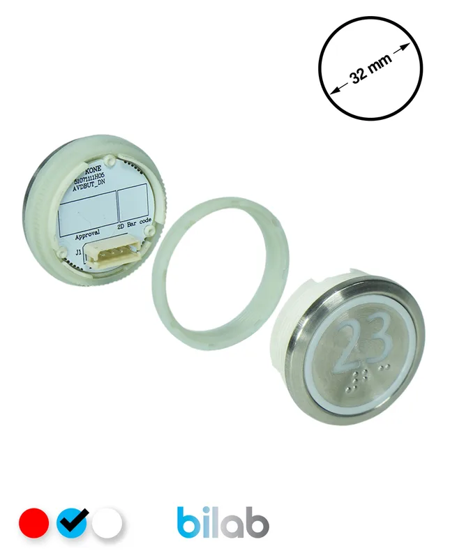 KONE KM863050G065H023 KDS STD BUTON, MAVİ, YUVARLAK, SOMUNLU, SBS.23