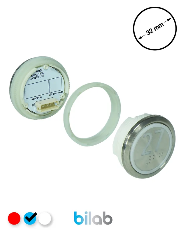 KONE KM863050G065H027 KDS STD BUTON, MAVİ, YUVARLAK, SOMUNLU, SBS.27