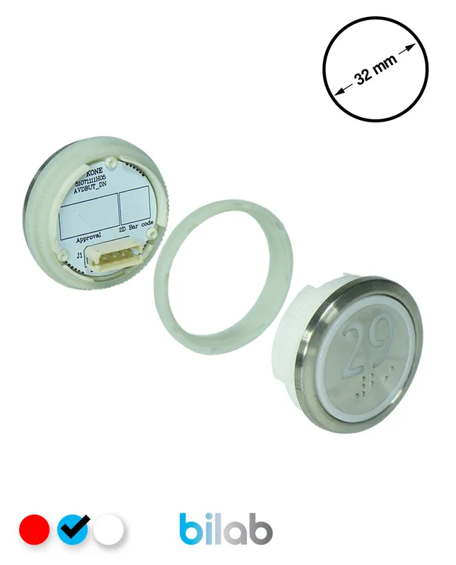 KONE KM863050G065H029 KDS STD BUTON, MAVİ, YUVARLAK, SOMUNLU, SBS.29