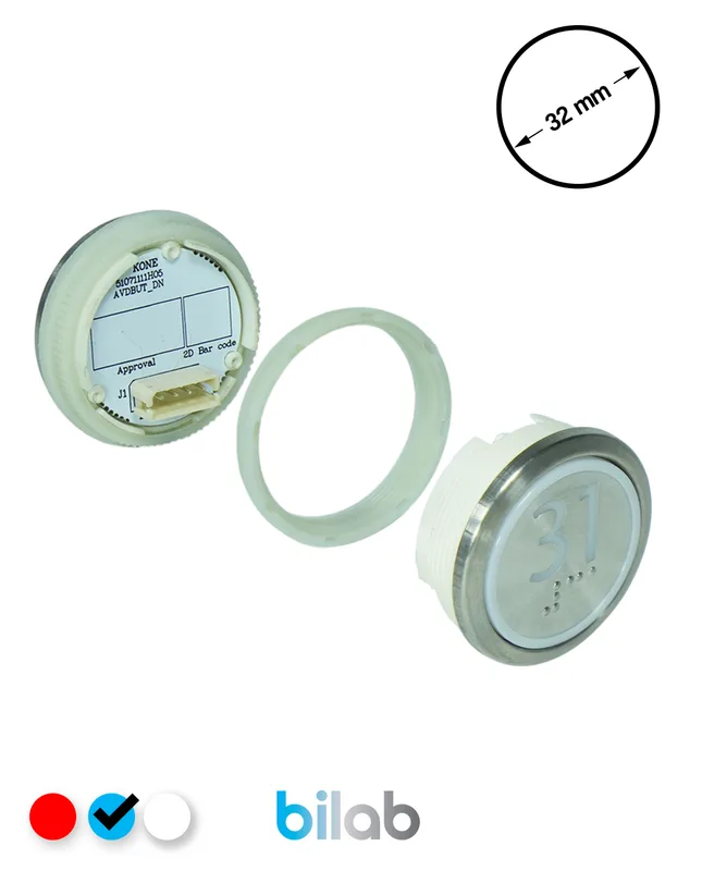KONE KM863050G065H031 KDS STD BUTON, MAVİ, YUVARLAK, SOMUNLU, SBS.31
