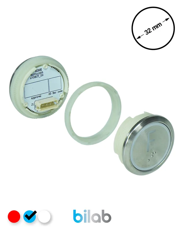 KONE KM863050G065H125 KDS STD BUTON, MAVİ, YUVARLAK, SOMUNLU, SBS.F