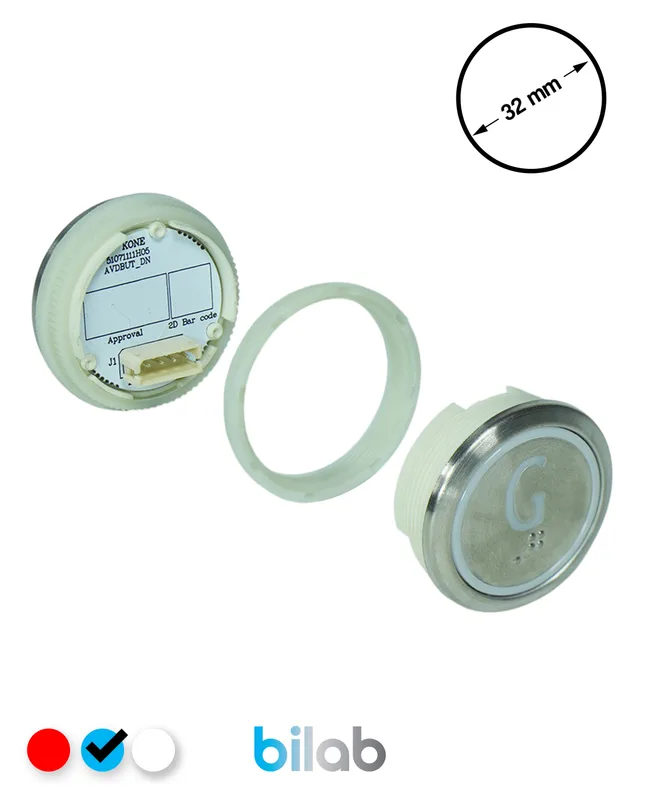 KONE KM863050G065H126 KDS STD BUTON, MAVİ, YUVARLAK, SOMUNLU, SBS.G