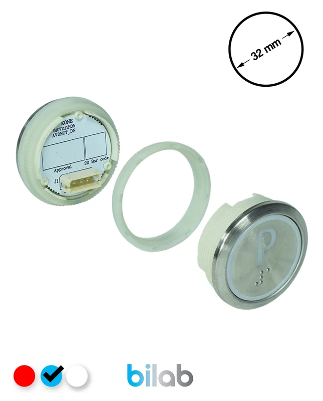 KONE KM863050G065H135 KDS STD BUTON, MAVİ, YUVARLAK, SOMUNLU, SBS.P