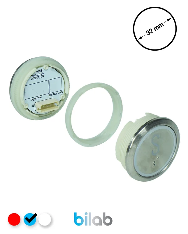 KONE KM863050G065H138 KDS STD BUTON, MAVİ, YUVARLAK, SOMUNLU, SBS.S