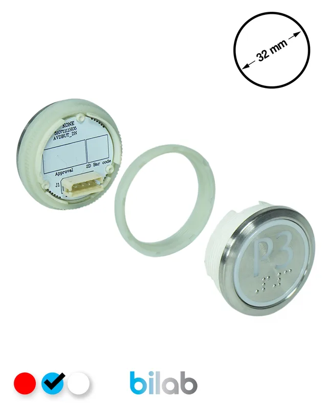 KONE KM863050G065H255 KDS STD BUTON, MAVİ, YUVARLAK, SOMUNLU, SBS.P3