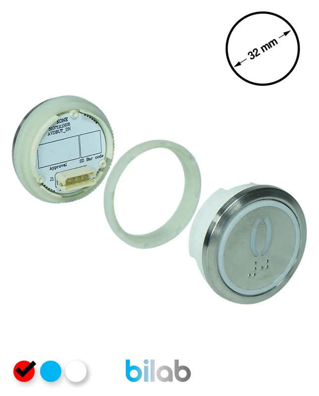 KONE KM863050G069H000 KDS STD BUTON, KIRMIZI, YUVARLAK, SOMUNLU, SBS.0