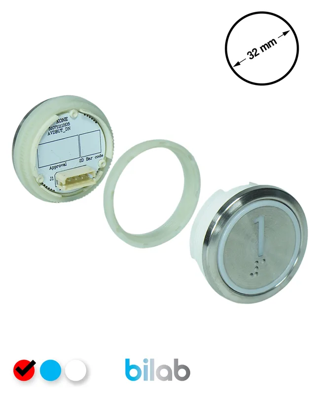KONE KM863050G069H001 KDS STD BUTON, KIRMIZI, YUVARLAK, SOMUNLU, SBS.1