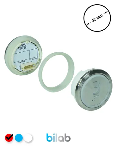 KONE KM863050G069H003 KDS STD BUTON, KIRMIZI, YUVARLAK, SOMUNLU, SBS.3