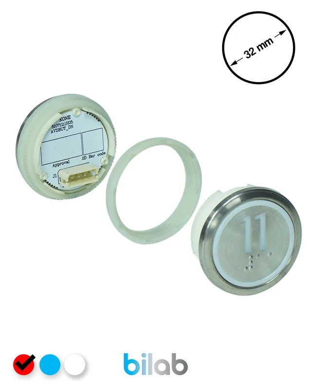 KONE KM863050G069H011 KDS STD BUTON, KIRMIZI, YUVARLAK, SOMUNLU, SBS.11
