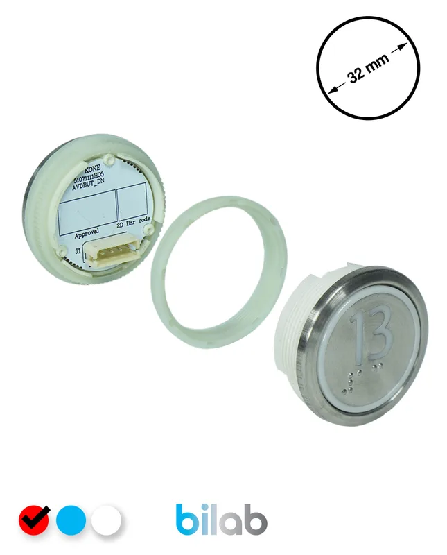 KONE KM863050G069H013 KDS STD BUTON, KIRMIZI, YUVARLAK, SOMUNLU, SBS.13