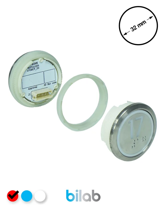 KONE KM863050G069H017 KDS STD BUTON, KIRMIZI, YUVARLAK, SOMUNLU, SBS.17