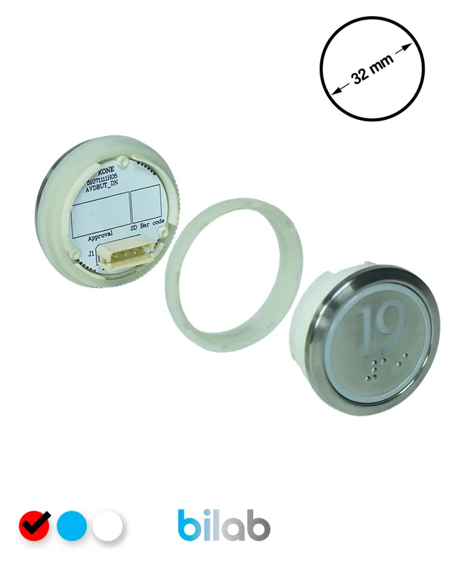 KONE KM863050G069H019 KDS STD BUTON, KIRMIZI, YUVARLAK, SOMUNLU, SBS.19