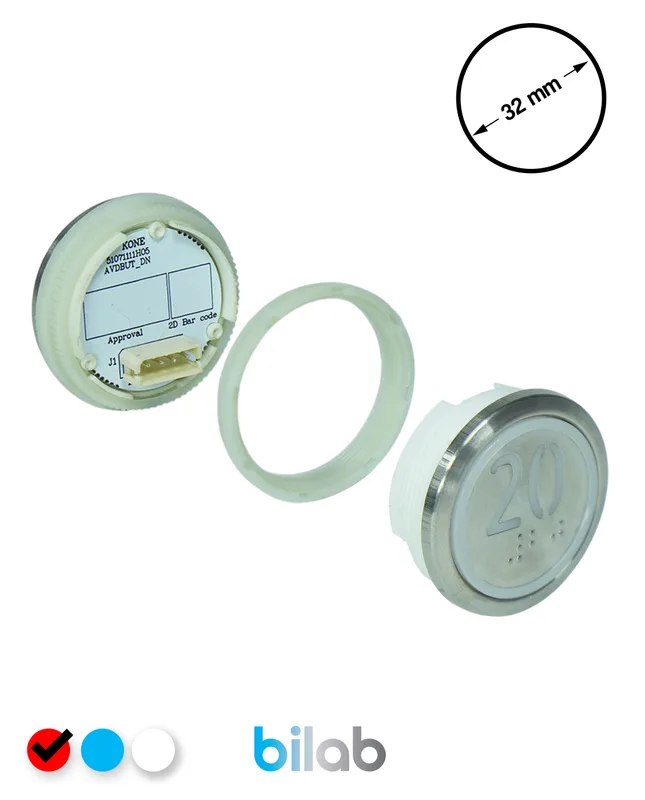KONE KM863050G069H020 KDS STD BUTON, KIRMIZI, YUVARLAK, SOMUNLU, SBS.20