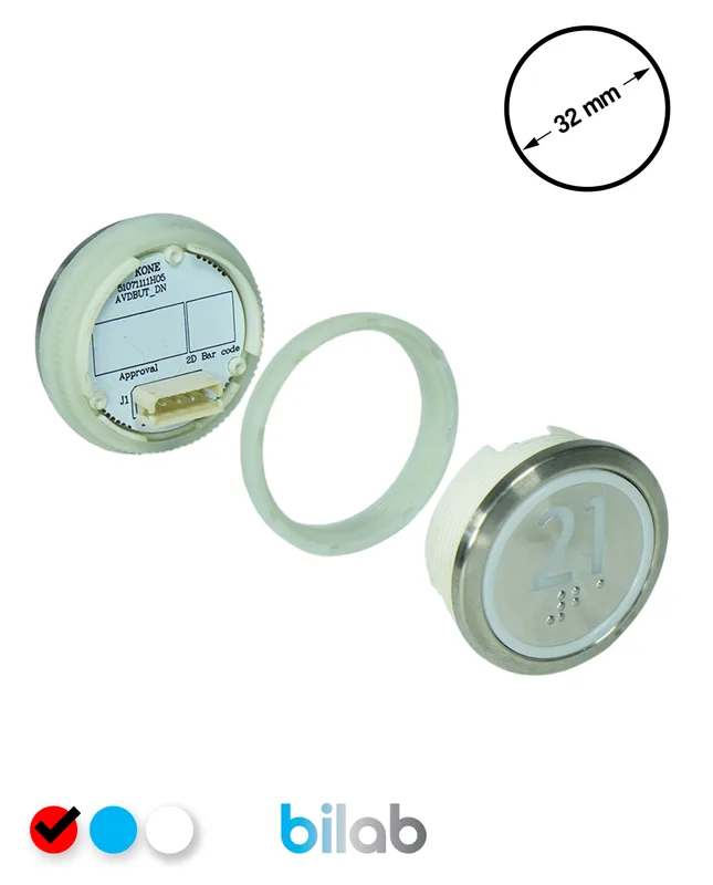 KONE KM863050G069H021 KDS STD BUTON, KIRMIZI, YUVARLAK, SOMUNLU, SBS.21