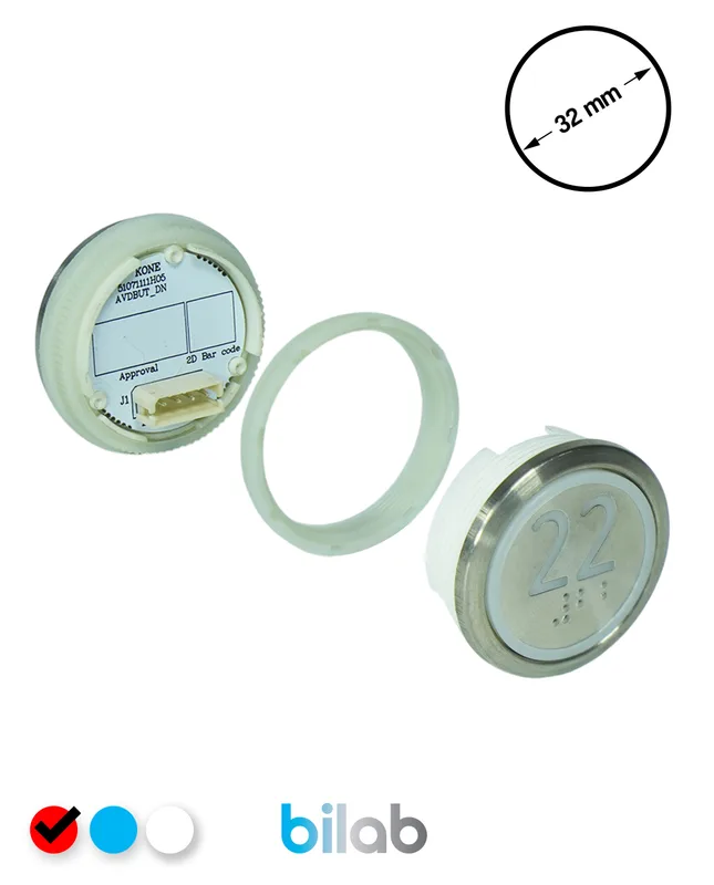 KONE KM863050G069H022 KDS STD BUTON, KIRMIZI, YUVARLAK, SOMUNLU, SBS.22