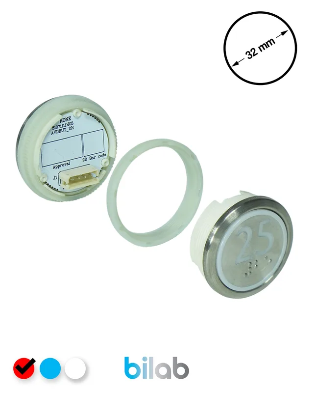 KONE KM863050G069H025 KDS STD BUTON, KIRMIZI, YUVARLAK, SOMUNLU, SBS.25