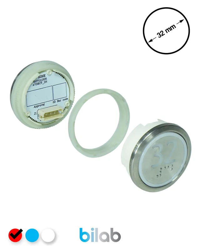 KONE KM863050G069H032 KDS STD BUTON, KIRMIZI, YUVARLAK, SOMUNLU, SBS.32