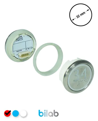 KONE KM863050G069H034 KDS STD BUTON, KIRMIZI, YUVARLAK, SOMUNLU, SBS.34