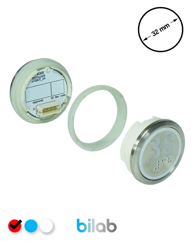 KONE KM863050G069H038 KDS STD BUTON, KIRMIZI, YUVARLAK, SOMUNLU, SBS.38