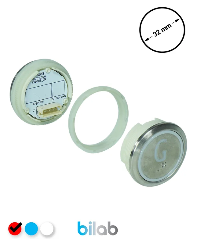 KONE KM863050G069H126 KDS STD BUTON, KIRMIZI, YUVARLAK, SOMUNLU, SBS.G
