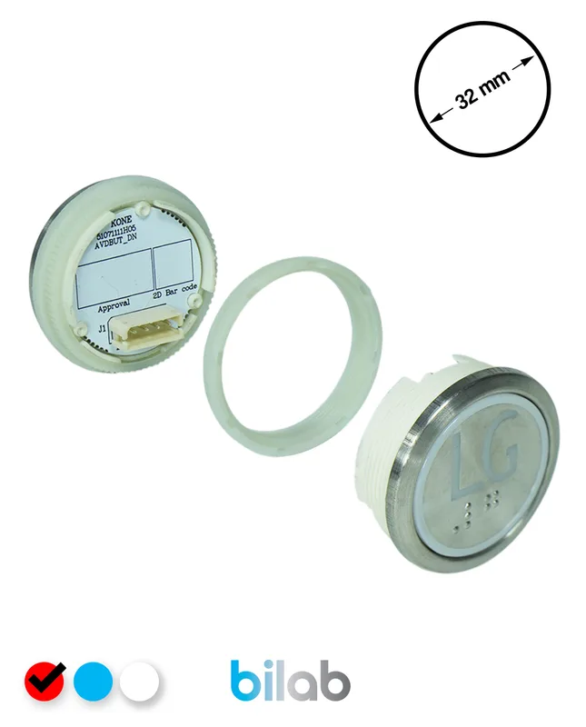 KONE KM863050G069H152 KDS STD BUTON, KIRMIZI, YUVARLAK, SOMUNLU, SBS.LG