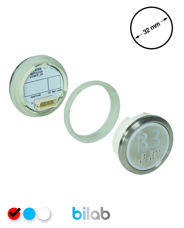 KONE KM863050G069H173 KDS STD BUTON, KIRMIZI, YUVARLAK, SOMUNLU, SBS.B3