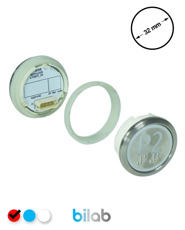 KONE KM863050G069H223 KDS STD BUTON, KIRMIZI, YUVARLAK, SOMUNLU, SBS.P2