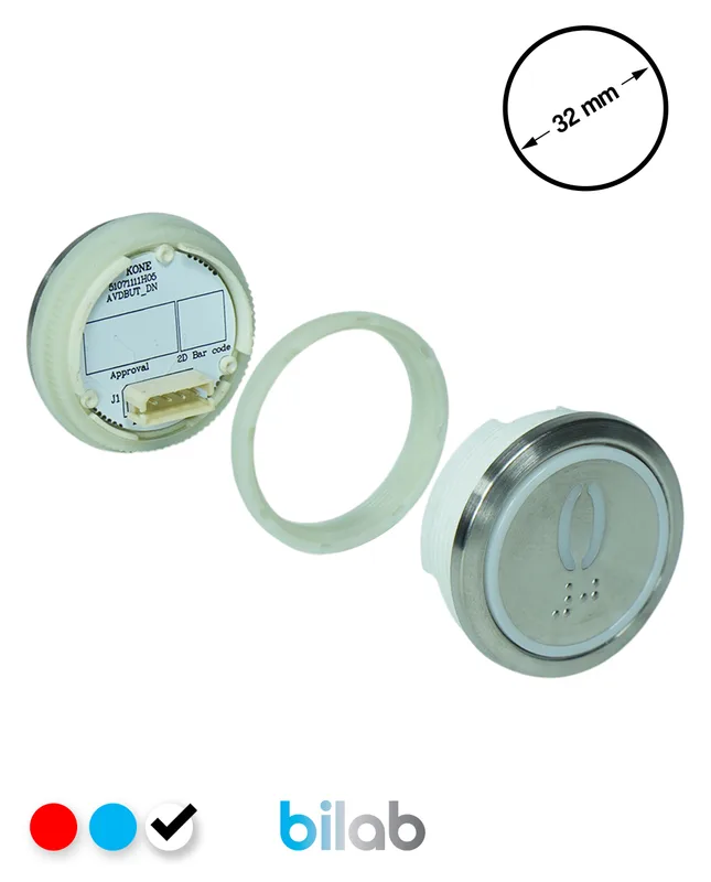 KONE KM863050G081H000 KDS STD BUTON, BEYAZ, YUVARLAK, SOMUNLU, SBS.0