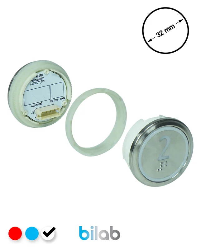 KONE KM863050G081H002 KDS STD BUTON, BEYAZ, YUVARLAK, SOMUNLU, SBS.2