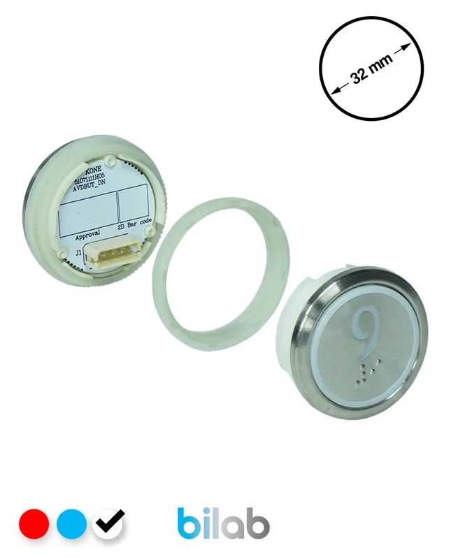 KONE KM863050G081H009 KDS STD BUTON, BEYAZ, YUVARLAK, SOMUNLU, SBS.9