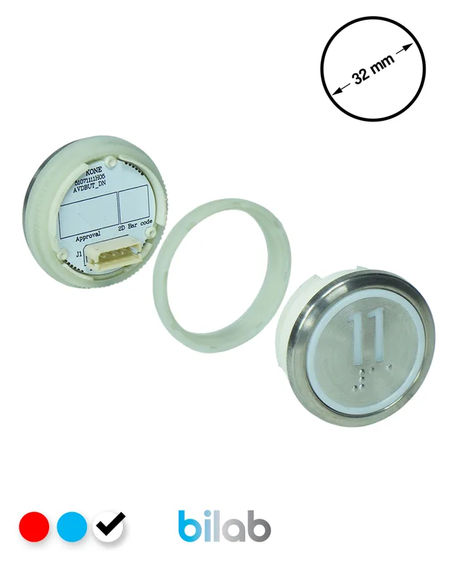 KONE KM863050G081H011 KDS STD BUTON, BEYAZ, YUVARLAK, SOMUNLU, SBS.11