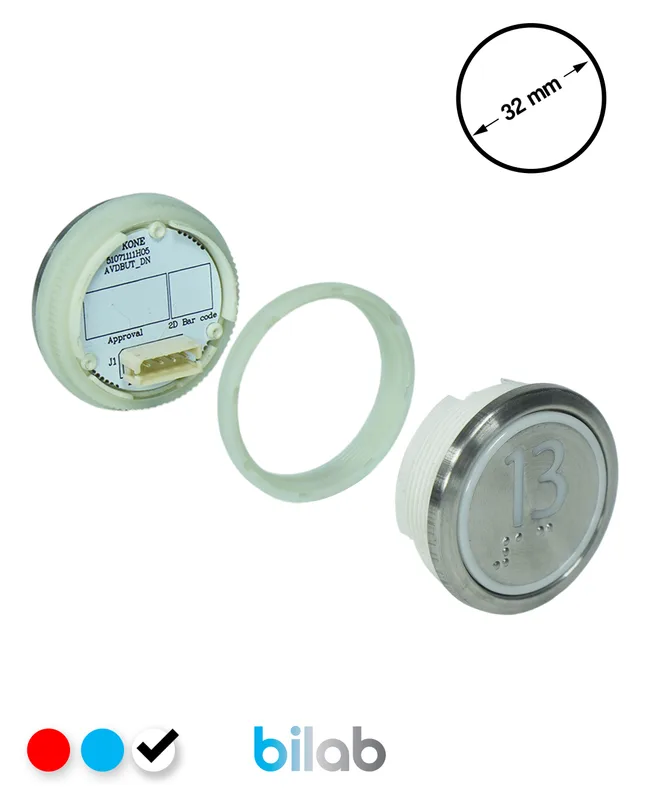 KONE KM863050G081H013 KDS STD BUTON, BEYAZ, YUVARLAK, SOMUNLU, SBS.13