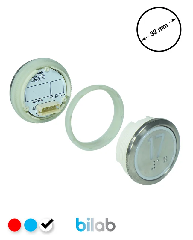KONE KM863050G081H017 KDS STD BUTON, BEYAZ, YUVARLAK, SOMUNLU, SBS.17