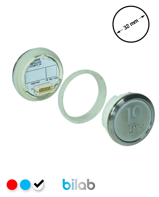 KONE KM863050G081H019 KDS STD BUTON, BEYAZ, YUVARLAK, SOMUNLU, SBS.19
