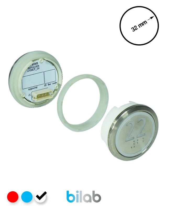 KONE KM863050G081H022 KDS STD BUTON, BEYAZ, YUVARLAK, SOMUNLU, SBS.22