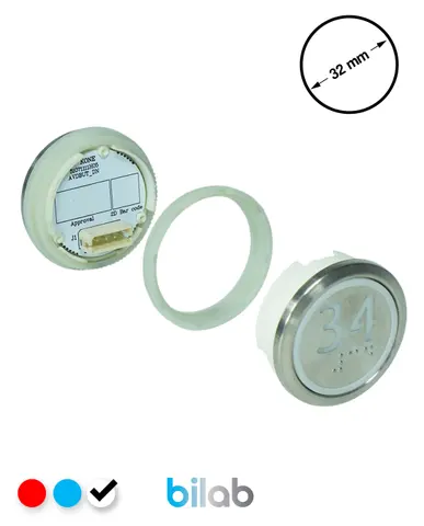 KM863050G081H034 KDS STD BUTON, BEYAZ, YUVARLAK, SOMUNLU, SBS.34 – KONE uyumlu
