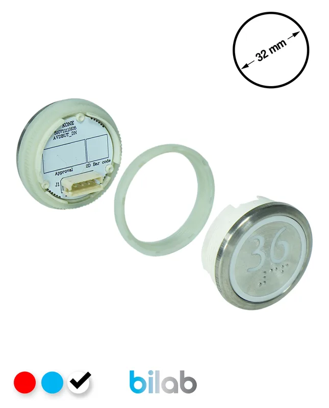 KONE KM863050G081H036 KDS STD BUTON, BEYAZ, YUVARLAK, SOMUNLU, SBS.36