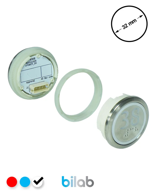 KONE KM863050G081H038 KDS STD BUTON, BEYAZ, YUVARLAK, SOMUNLU, SBS.38