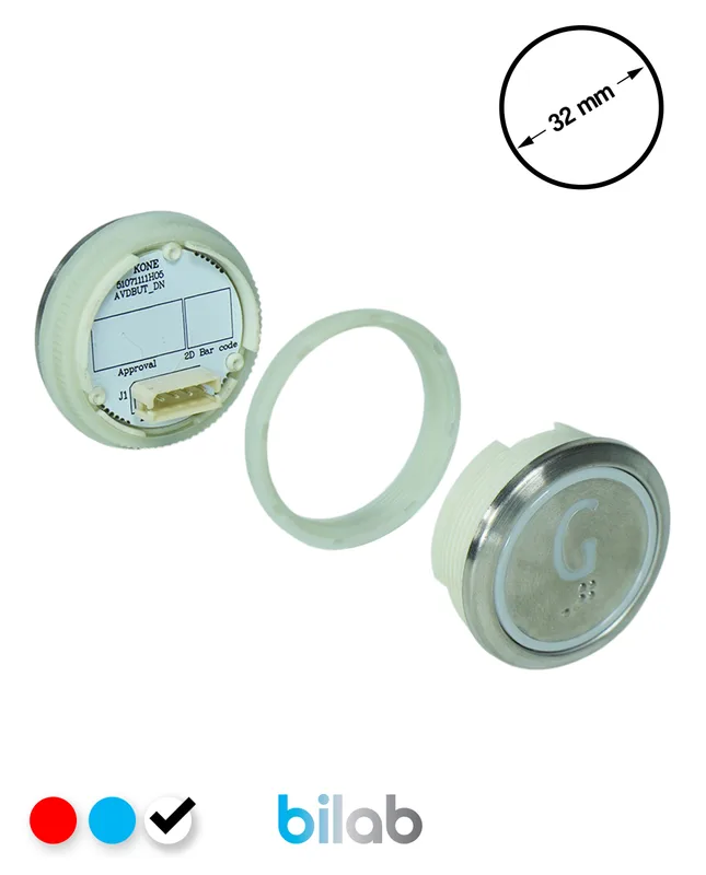 KONE KM863050G081H126 KDS STD BUTON, BEYAZ, YUVARLAK, SOMUNLU, SBS.G