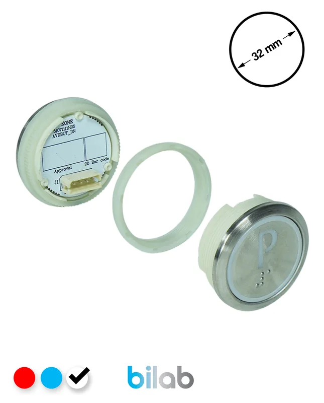 KONE KM863050G081H135 KDS STD BUTON, BEYAZ, YUVARLAK, SOMUNLU, SBS.P