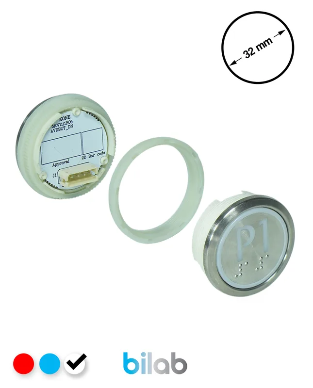 KONE KM863050G081H218 KDS STD BUTON, BEYAZ, YUVARLAK, SOMUNLU, SBS.P1
