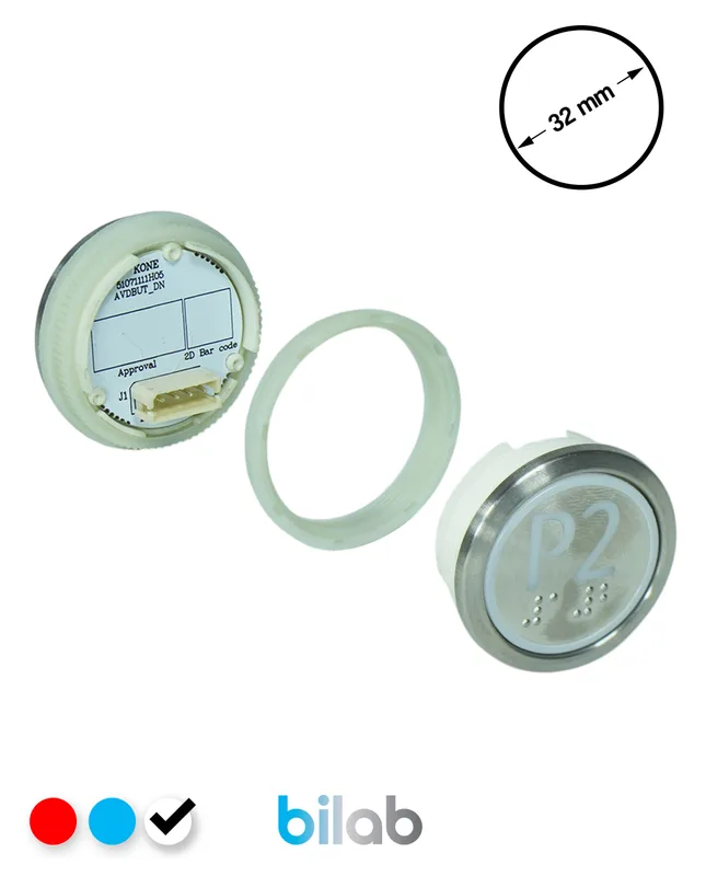 KONE KM863050G081H223 KDS STD BUTON, BEYAZ, YUVARLAK, SOMUNLU, SBS.P2