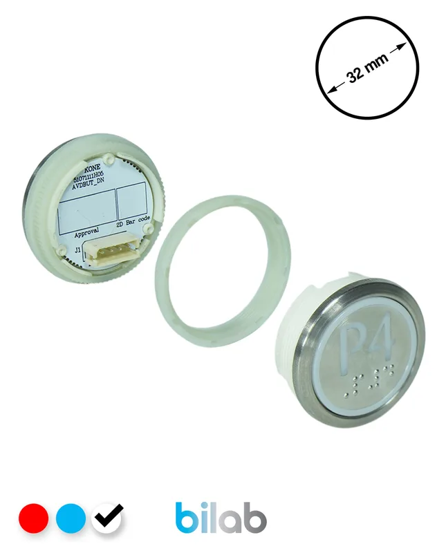 KONE KM863050G081H254 KDS STD BUTON, BEYAZ, YUVARLAK, SOMUNLU, SBS.P4