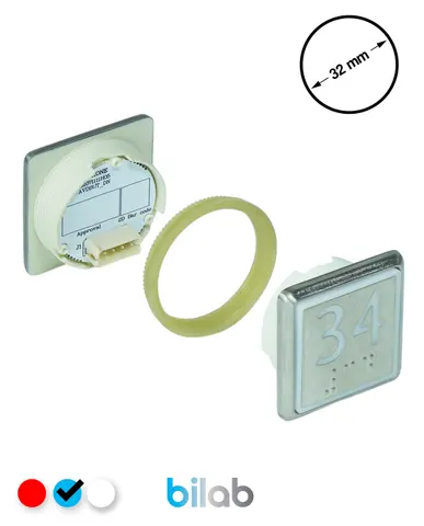 KM863051G065H034 KDS STD BUTON, MAVİ, KARE, SOMUNLU, SBS.34 – KONE uyumlu