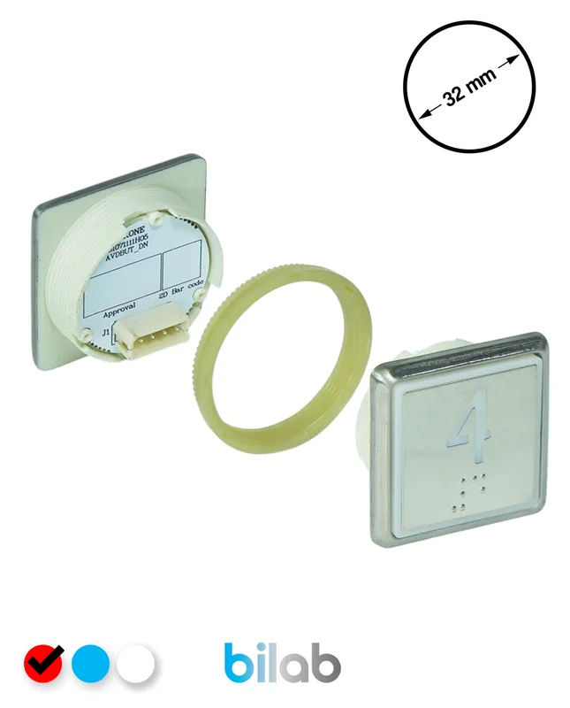 KONE KM863051G069H004 KDS STD BUTON, KIRMIZI, KARE, SOMUNLU, SBS.4