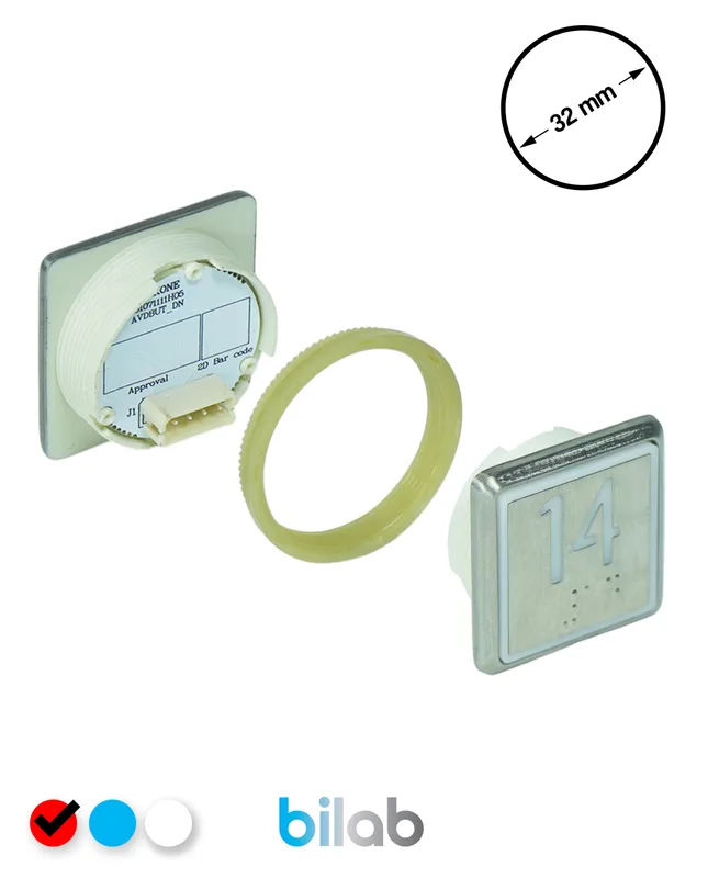 KONE KM863051G069H014 KDS STD BUTON, KIRMIZI, KARE, SOMUNLU, SBS.14