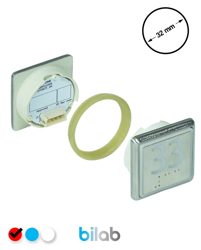 KONE KM863051G069H033 KDS STD BUTON, KIRMIZI, KARE, SOMUNLU, SBS.33