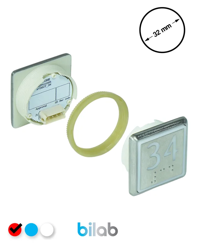 KONE KM863051G069H034 KDS STD BUTON, KIRMIZI, KARE, SOMUNLU, SBS.34